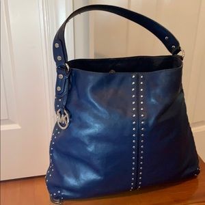 Michael Kors Leather Riveted Handbag in dark blue